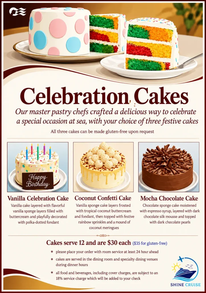 princess international cafe menu for celebration cakes