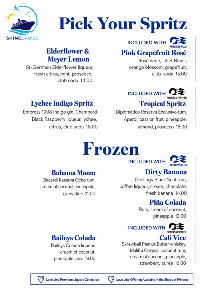 Princess Cruise Cocktail Menus 4