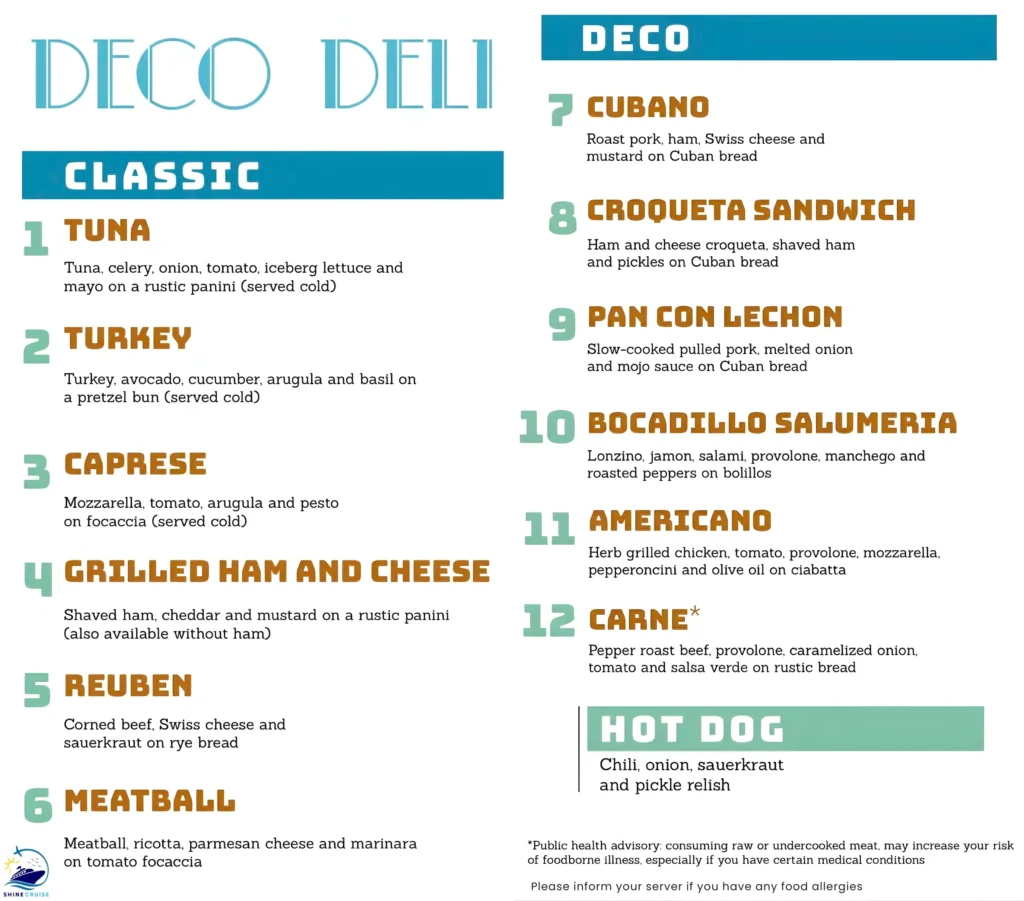 carnival celebration deco deli menu