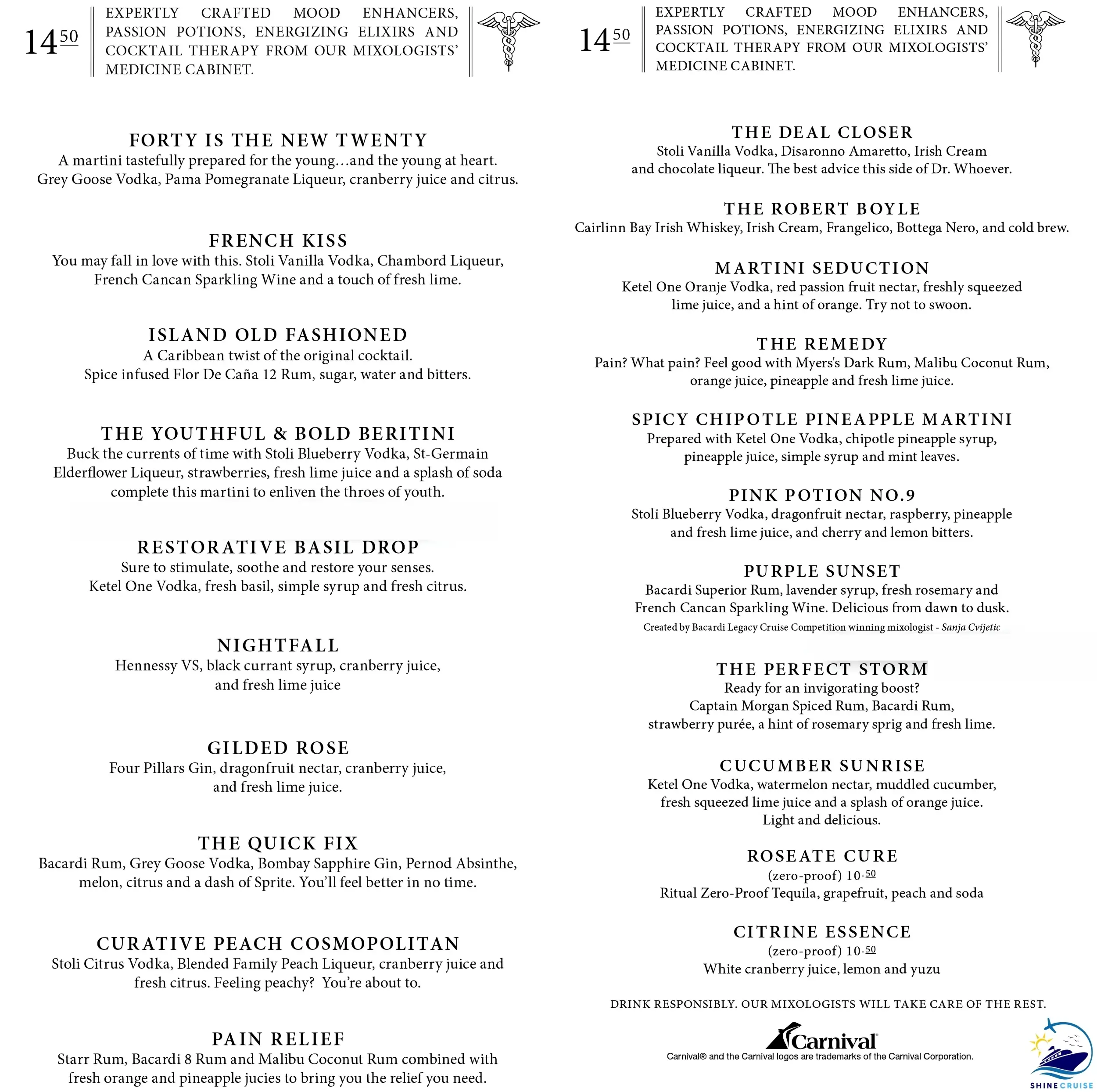 carnival cruise drink menu 2026
carnival cruise drink prices 2026
Carnival Alchemy Bar Menu