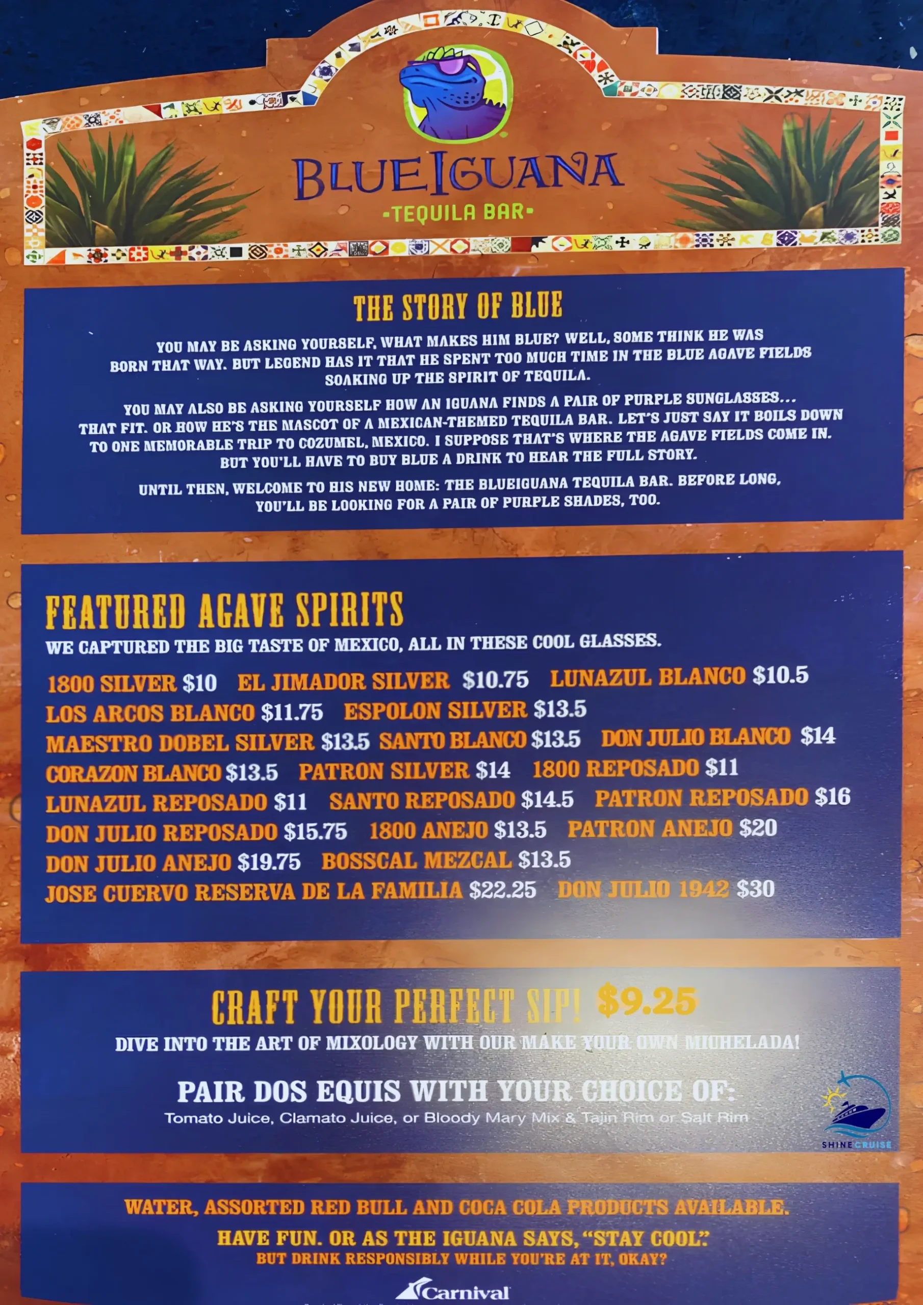 Carnival Blue Iguana Tequila Bar menu 1
carnival drink menu 2026
carnival drink prices 2026