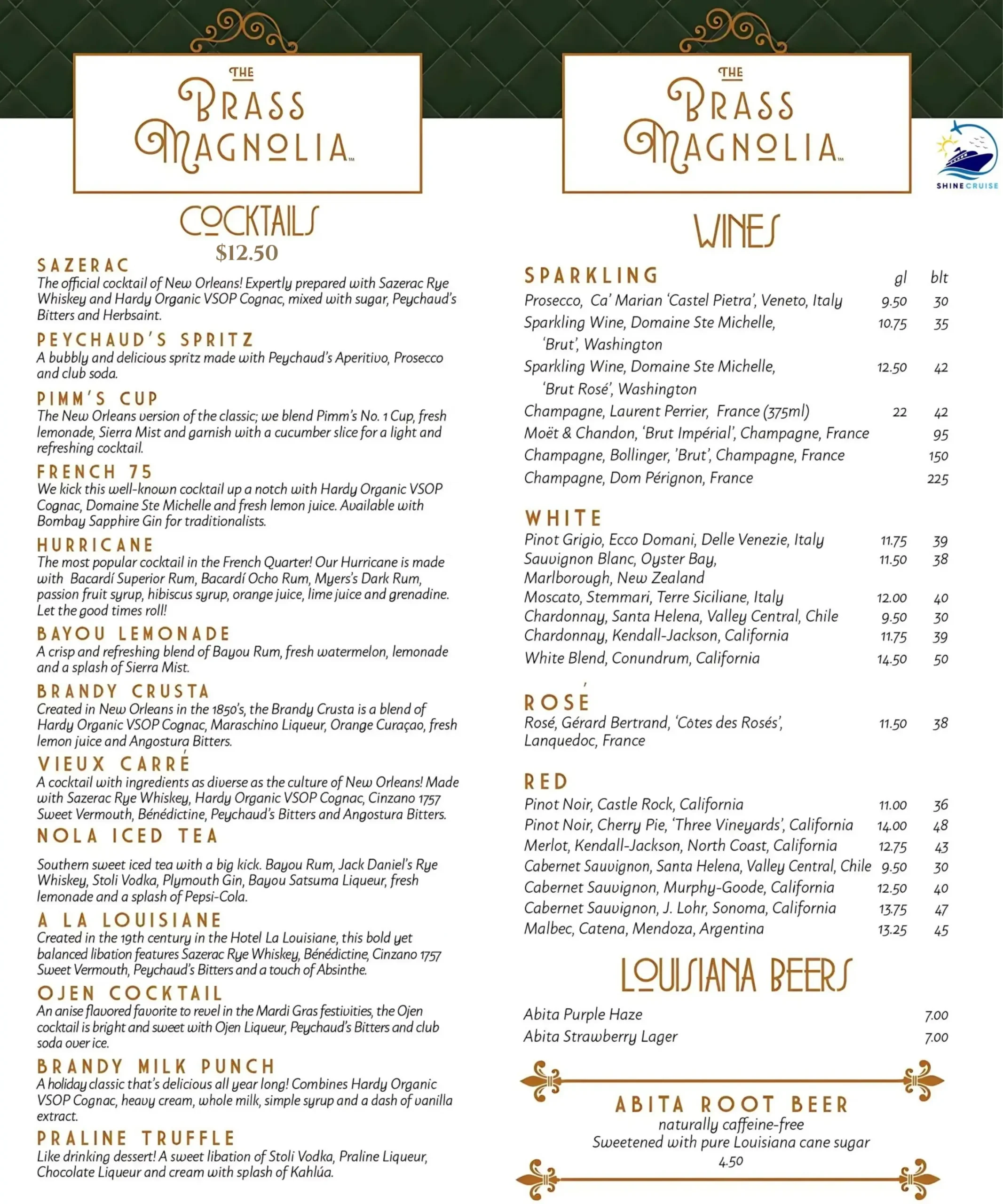 Brass Magnolia Carnival Cruise Drink Menu
carnival cruise drink prices 2026