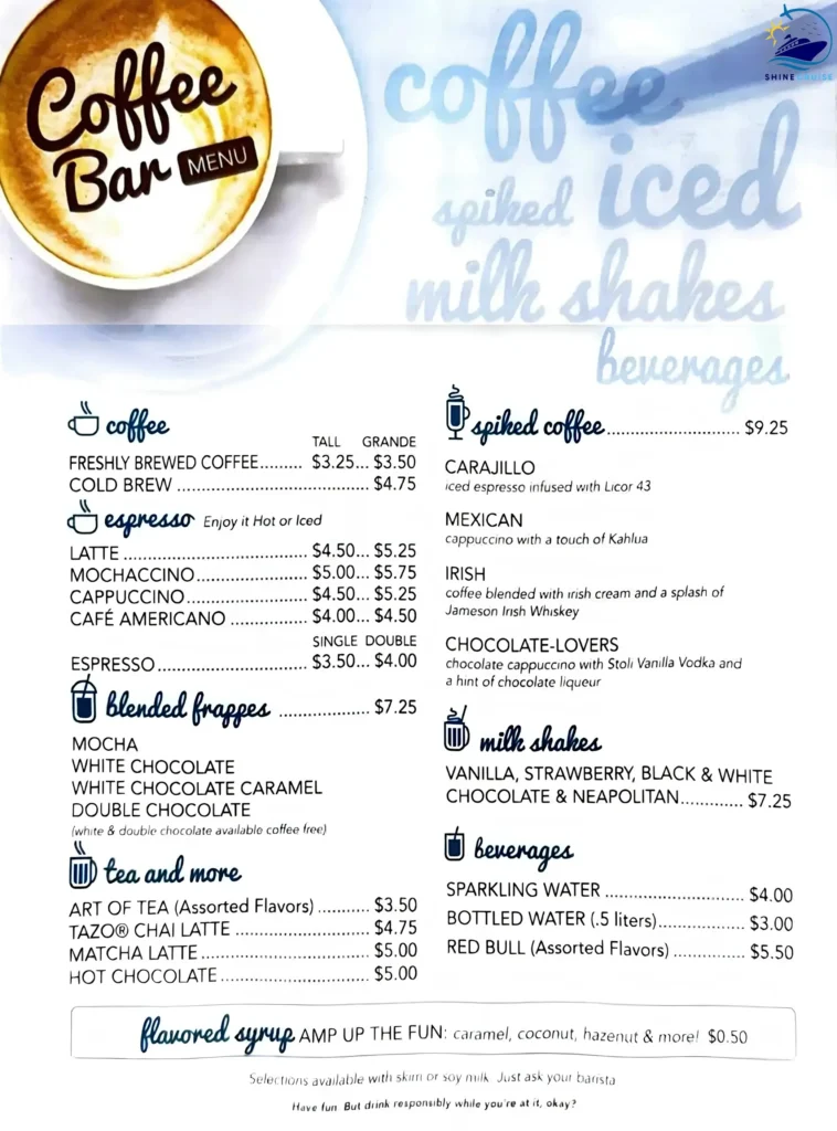 Coffee Bar Carnival Menu 1
carnival cruise drink menu 2026