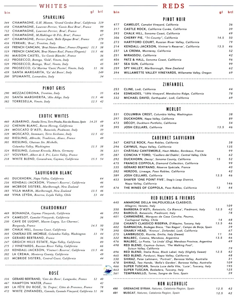 main dining room wine menu
carnival cruise drink prices 2026