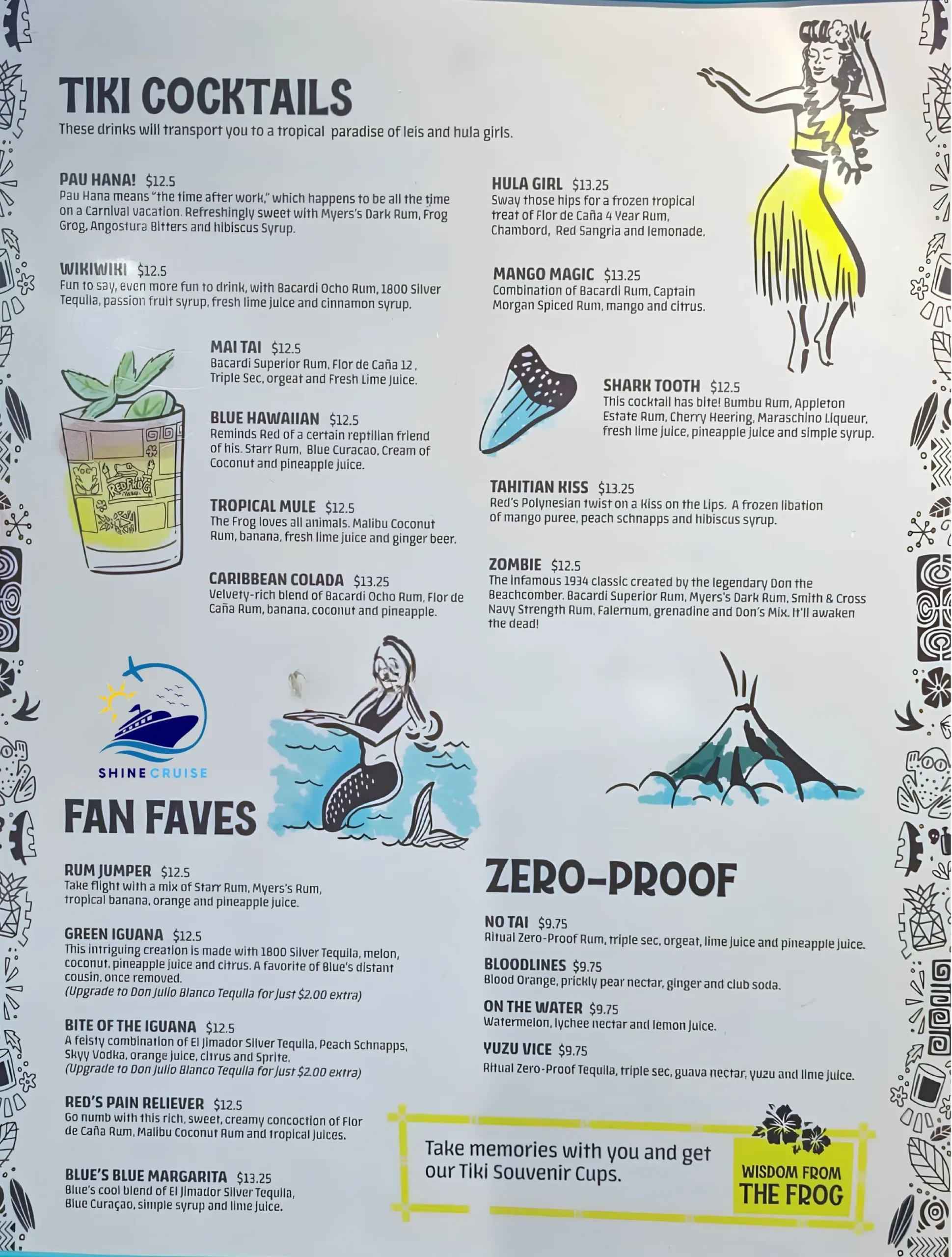 Red Frog Tiki Bar menu 1
carnival drink menu 2026