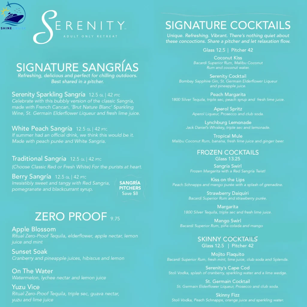 Carnival Serenity Bar Menu 1
carnival drink prices 2026
carnival drink menu 2026