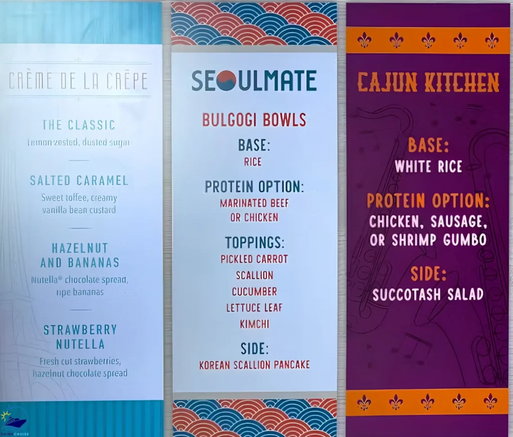 Legend of the Seas AquaDome Market Menu 1