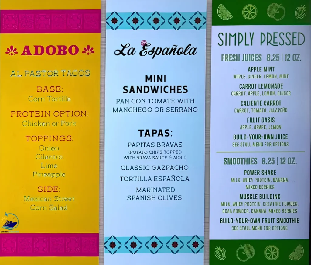 Legend of the Seas AquaDome Market Menu 2