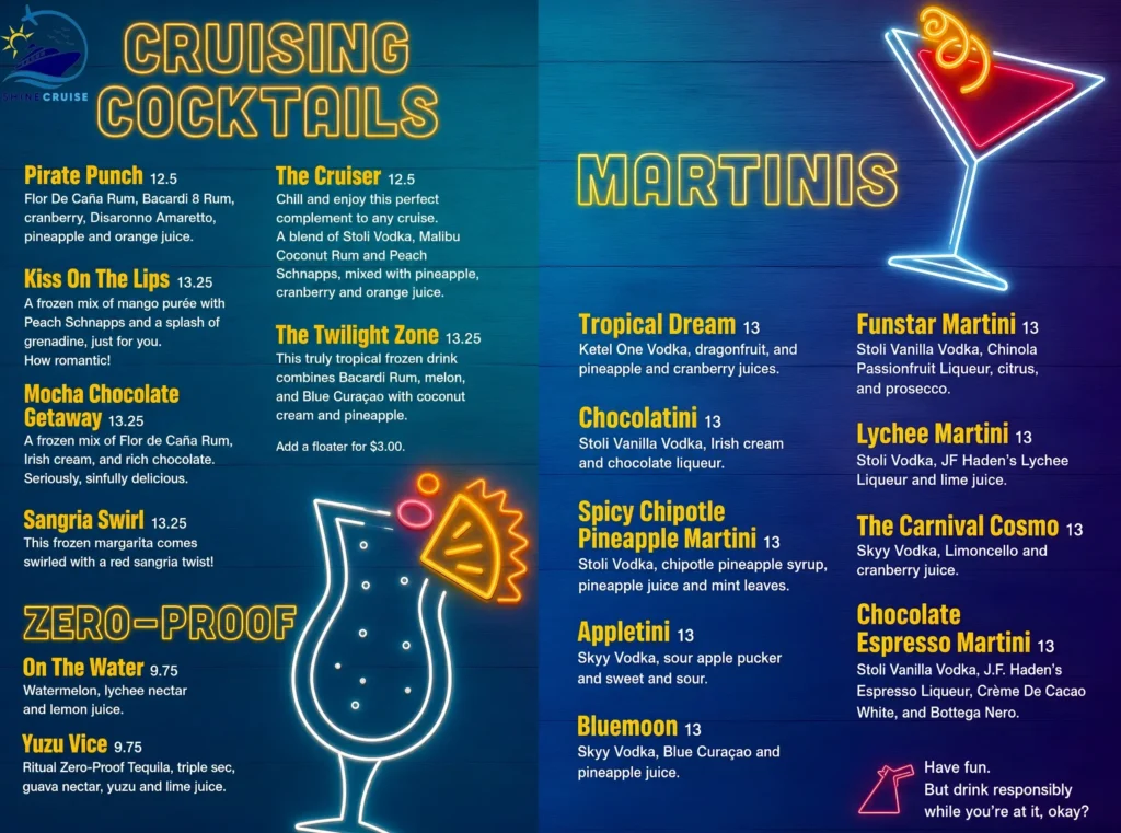 Carnival Atrium Barย Menu 2
carnival drink prices