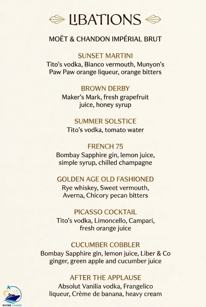 Legend of the Seas Hollywoodland Supper Club drink menu
