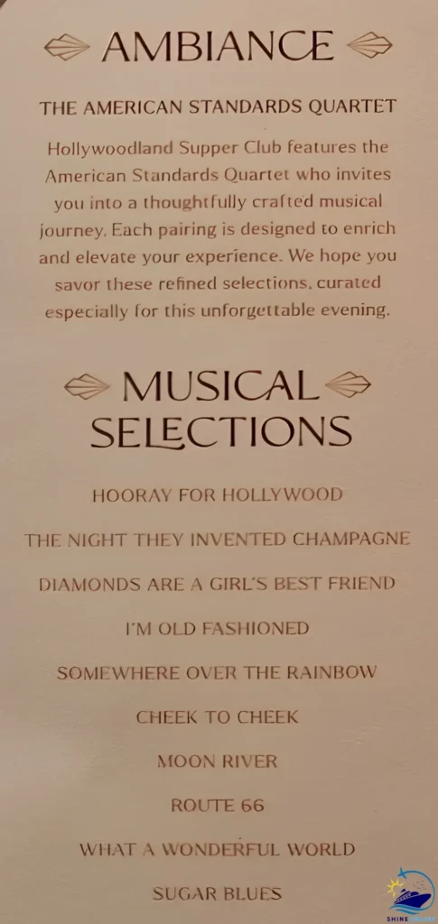 Legend of the Seas Hollywoodland Supper Club menu 2