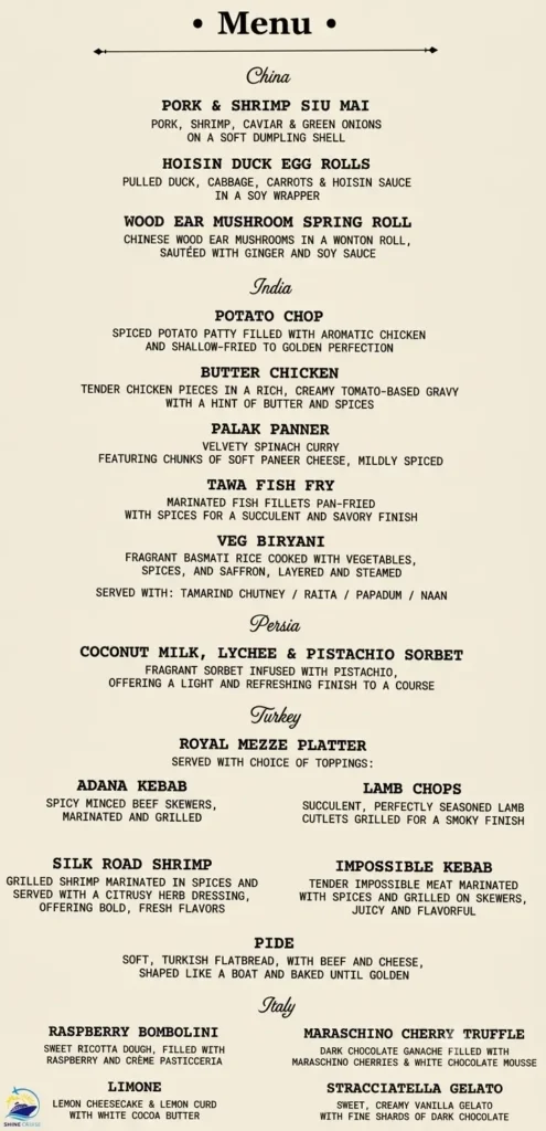Legend of the Seas Royal Railway Legend Station menu