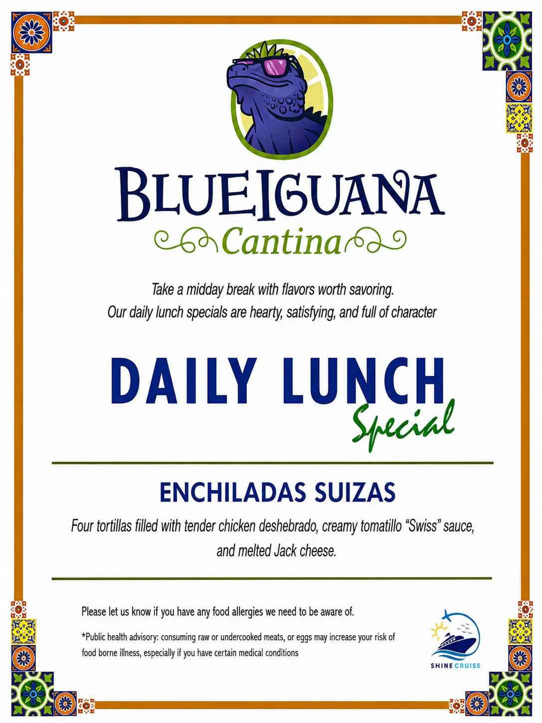 Carnival BlueIguana Cantina Lunch Special Menu 1