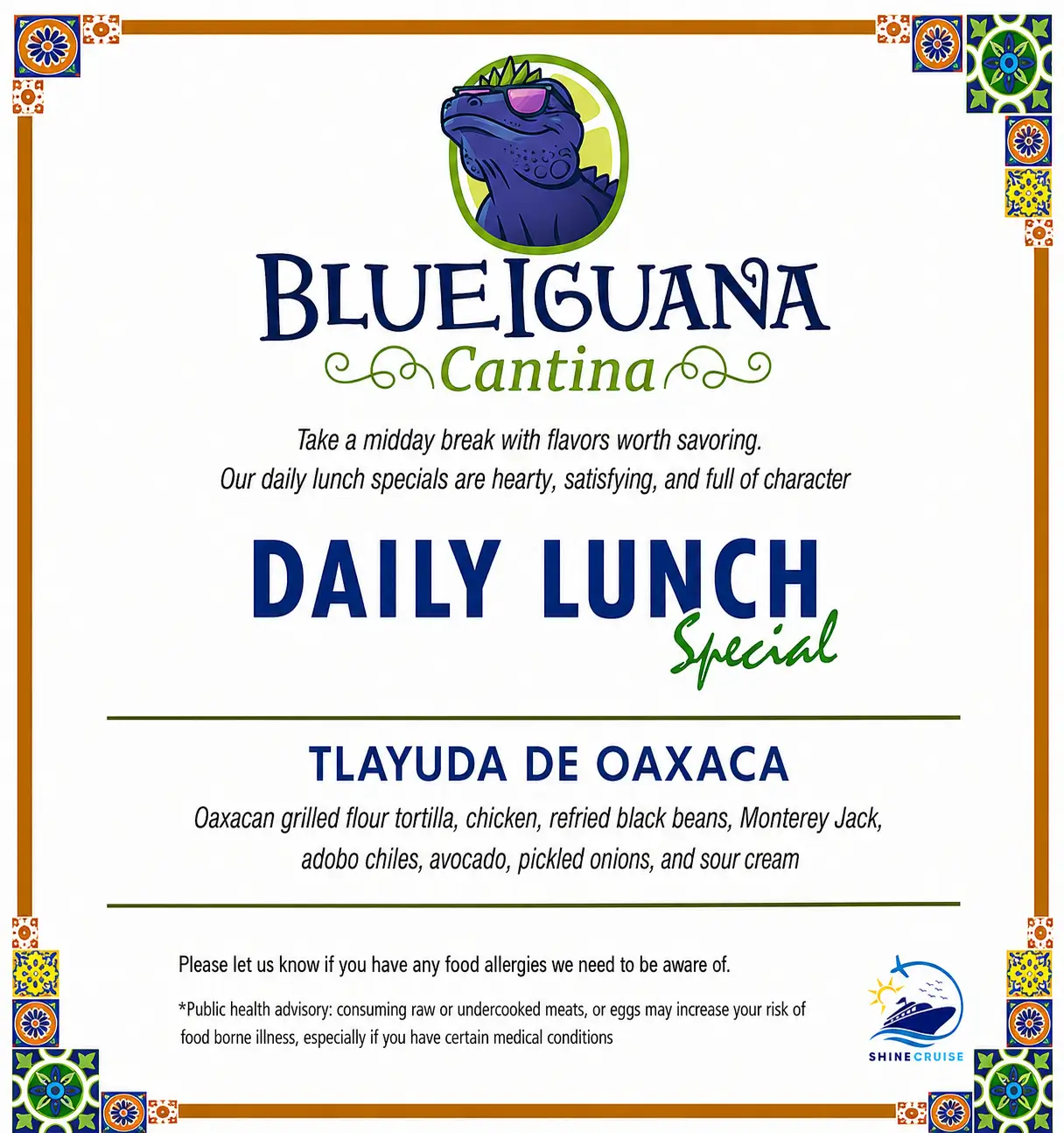 Carnival BlueIguana Cantina Lunch Special Menu 2