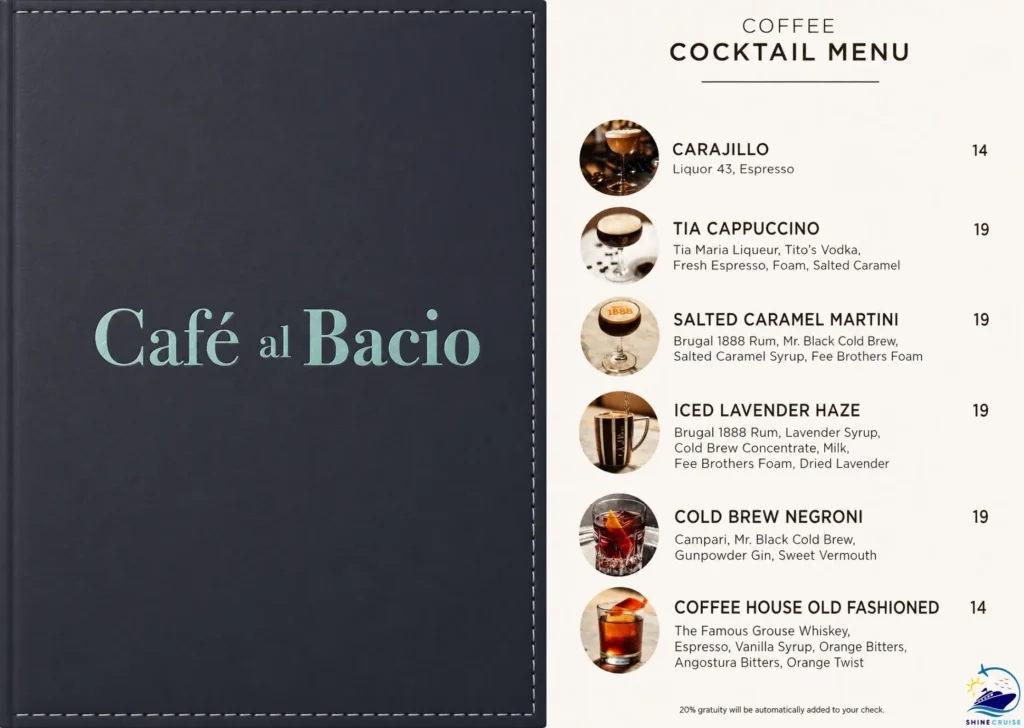 The Cafรฉ al Bacio Menu 1
