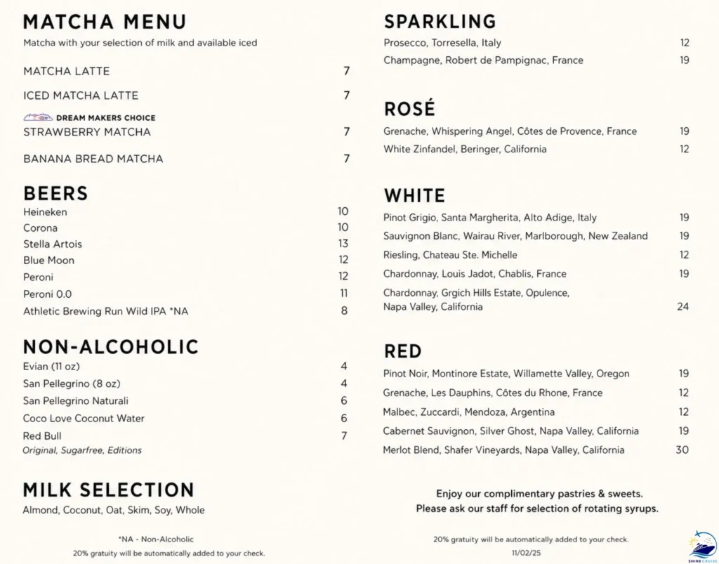 The Cafรฉ al Bacio Menu 4