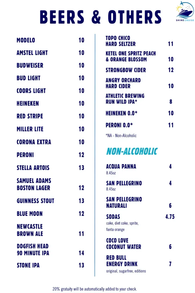 Celebrity Cruises Sky Lounge Menu 4
