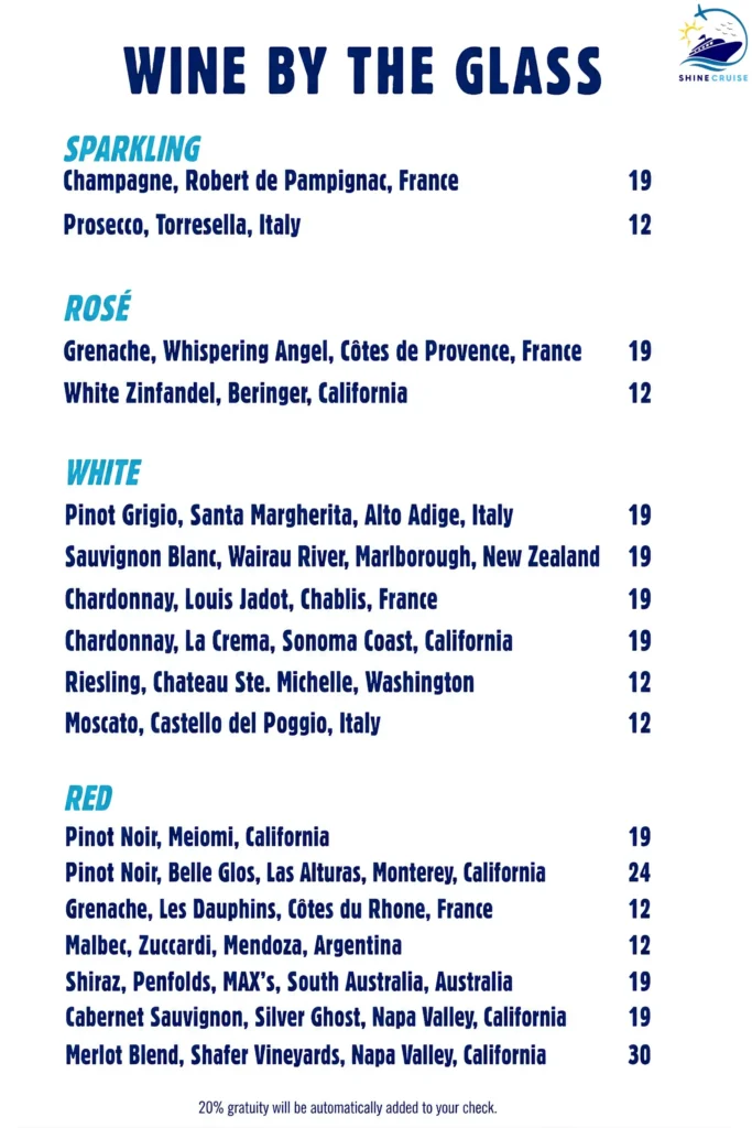 Celebrity Cruises Sky Lounge Menu 5