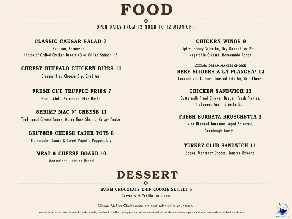 Celebrityย Craft Social Bar food menu