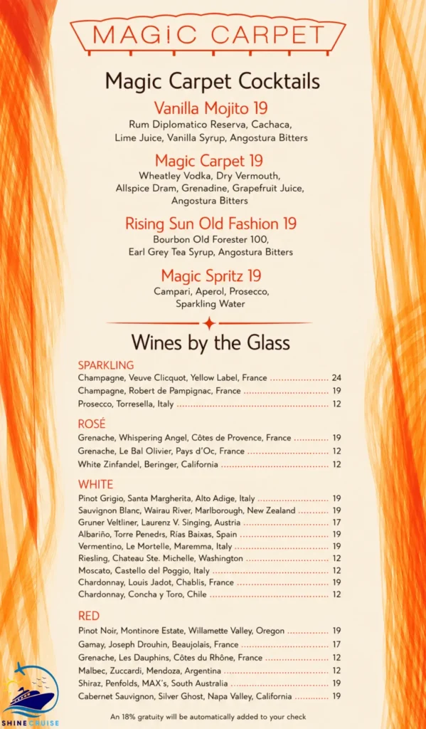 Celebrity Magic Carpetย Menu