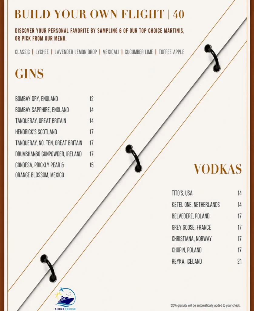 Celebrity Martini Bar Menu 4
