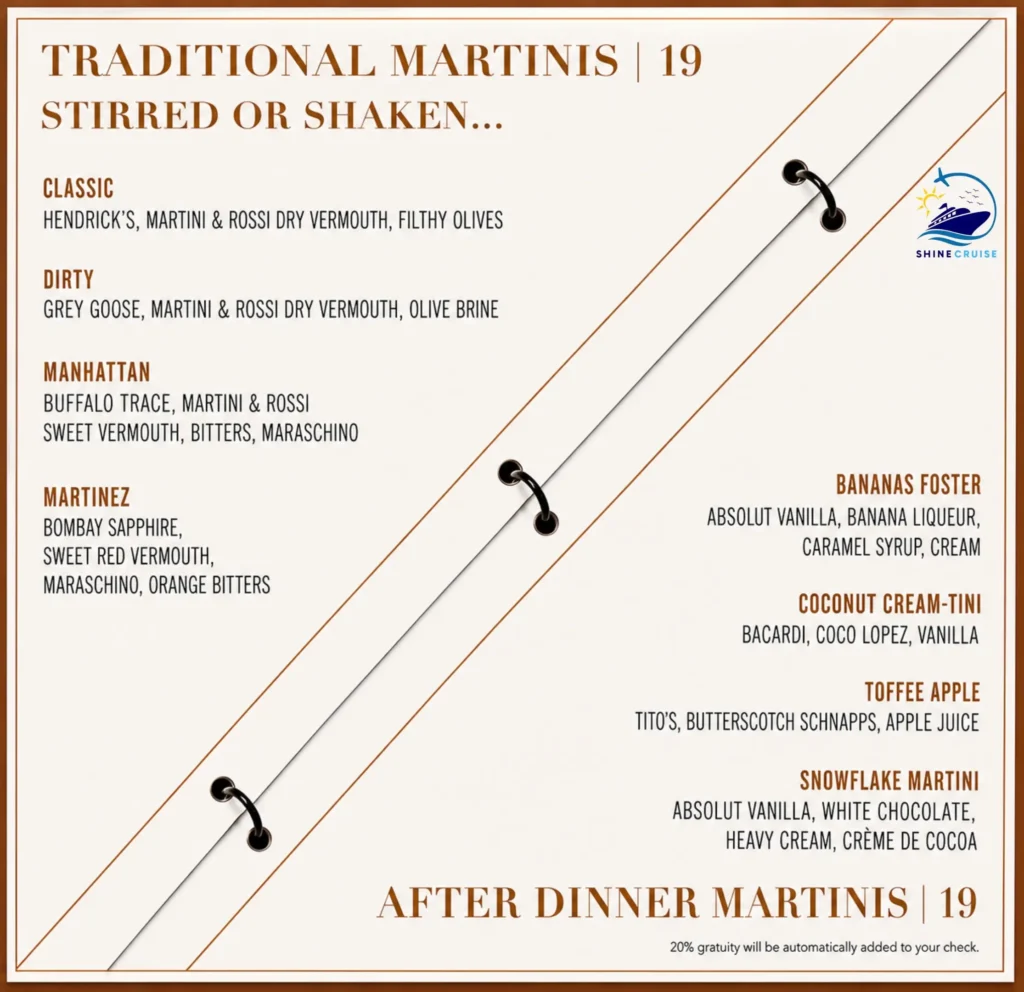 Celebrity Martini Bar Menu 3