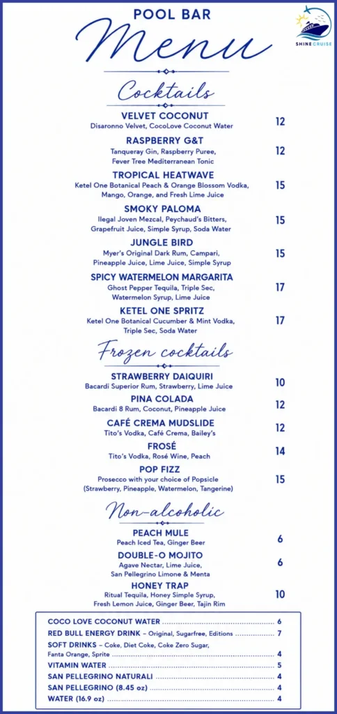 The Pool Bar Menu 1