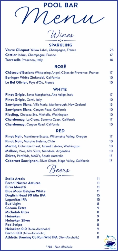The Pool Bar Menu 2