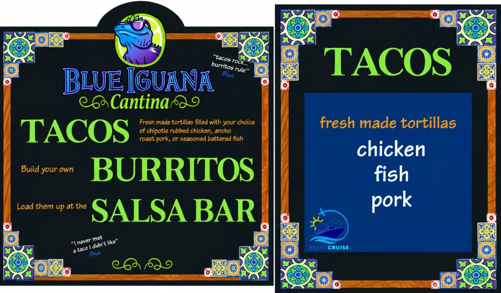 Carnival Jubilee BlueIguanaย Cantina Lunch menu 1