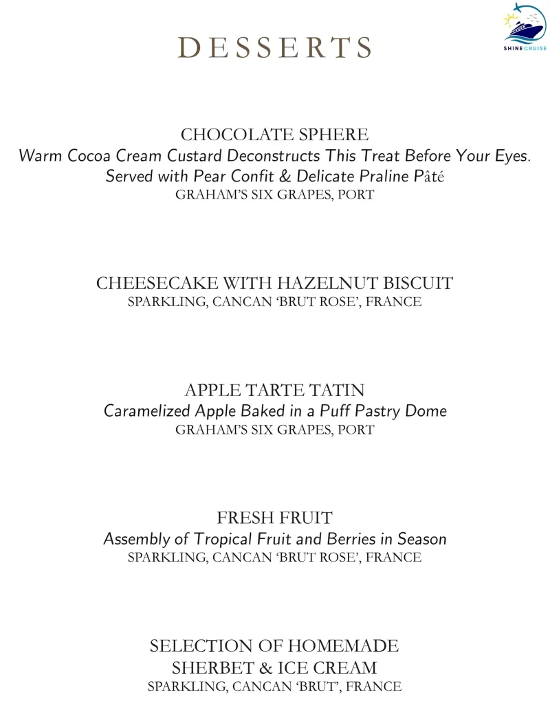 Carnival Jubilee Fahrenheit 555 Steakhouse menu 3