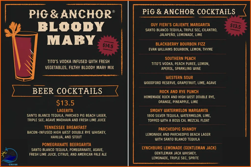 Carnival Jubilee Guy's Pig & Anchor Smokehouse Brewhouse menu 1