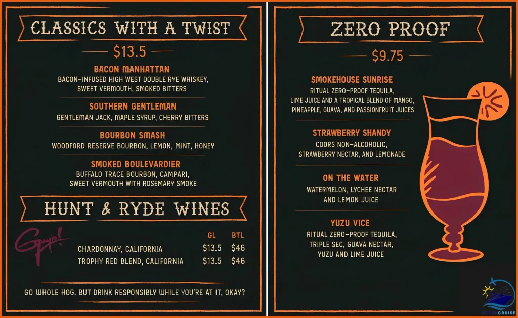 Carnival Jubilee Guy's Pig & Anchor Smokehouse Brewhouse menu 2