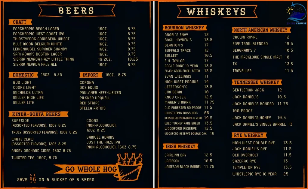 Carnival Jubilee Guy's Pig & Anchor Smokehouse Brewhouse menu 3