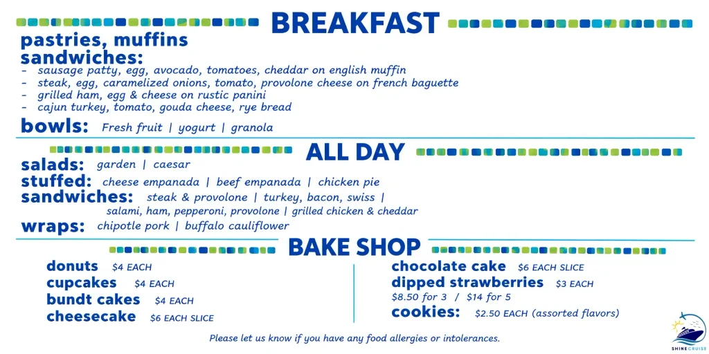 Carnival Jubilee JavaBlueย Cafรฉ menu 1