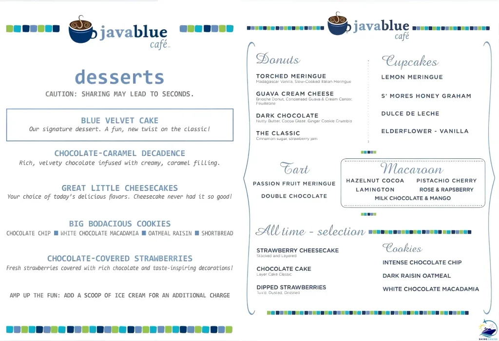 Carnival Jubilee JavaBlueย Cafรฉ menu 4