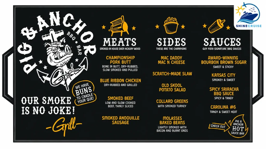 Carnival Jubilee Guy's Pig & Anchor BBQ Lunch menu