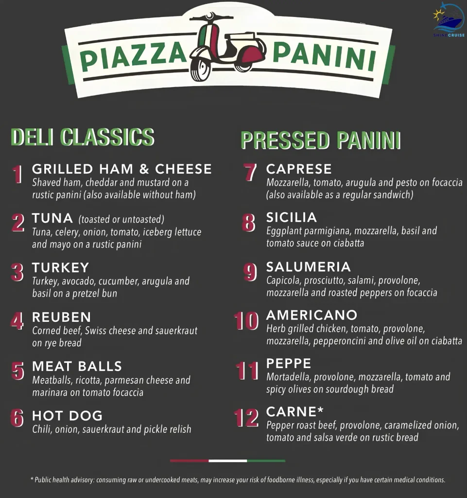 Carnival Mardi Gras Piazza Panini menu