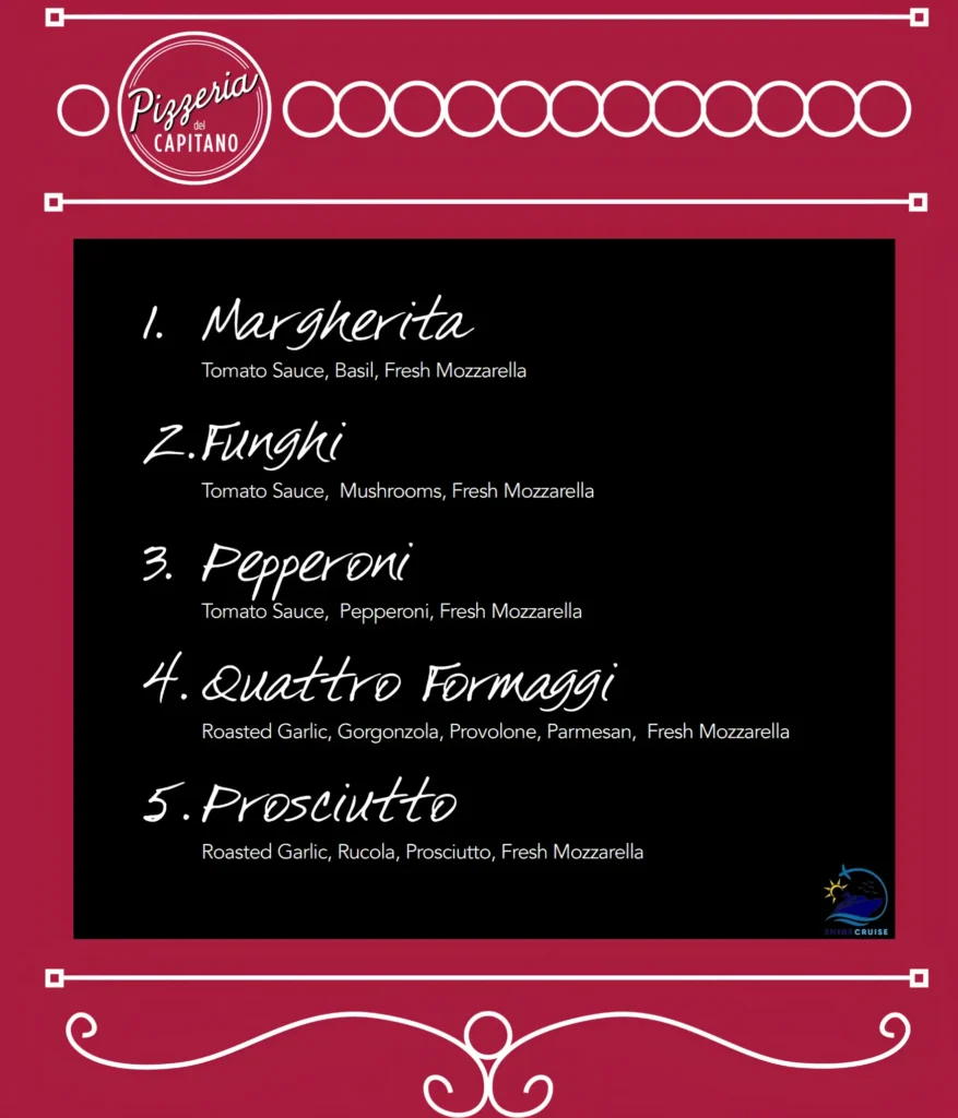 Carnival Mardi Gras Pizzeria del Capitano menu